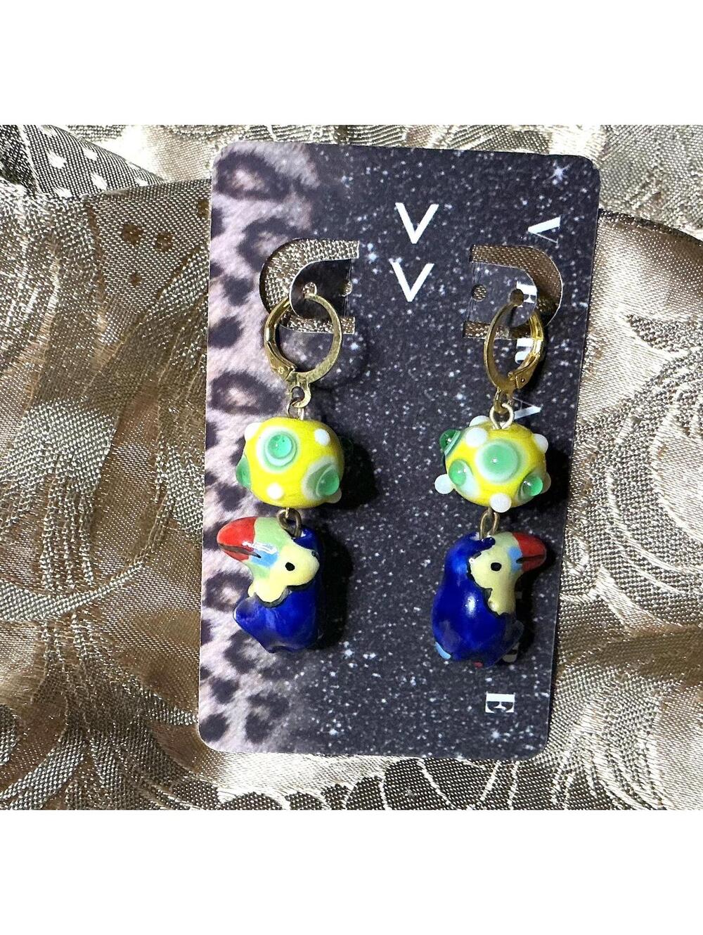 Toucan Glass Earrings